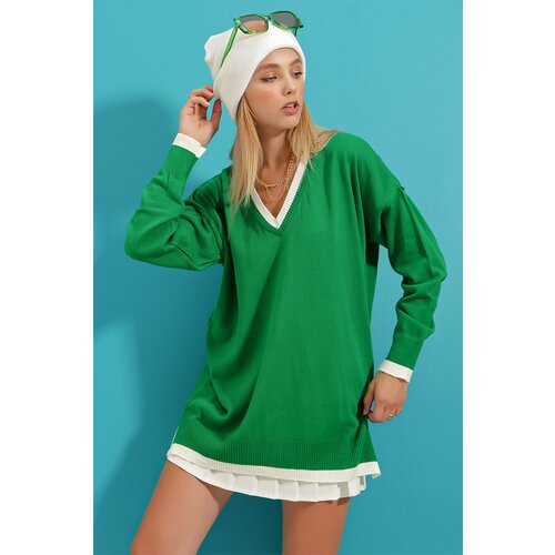 Trend Ala&amp;ccedil;atı Stili Blouse - Green - Oversize Slike