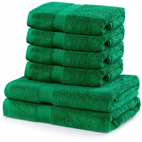DecoKing Komplet 2 zelenih bombažnih kopalnih brisač in 4 brisač Marina