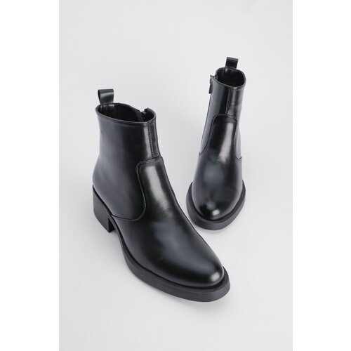 Marjin Women's Zippered Daily Boots Gontre Black Slike