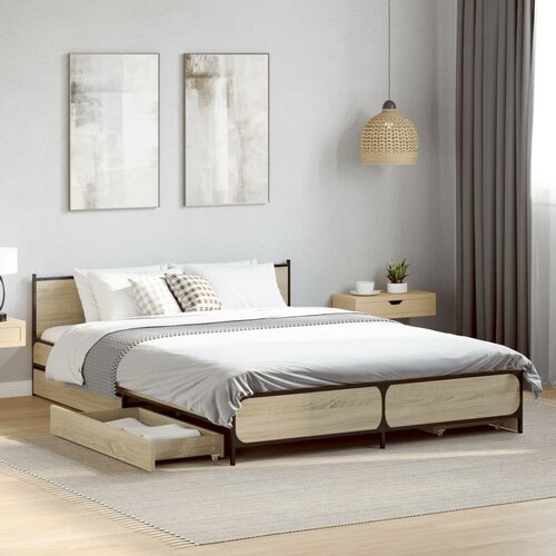 Furnova Posteljni okvir s predali sonoma hrast 120x190cm inženirski les, (21937390) Slike