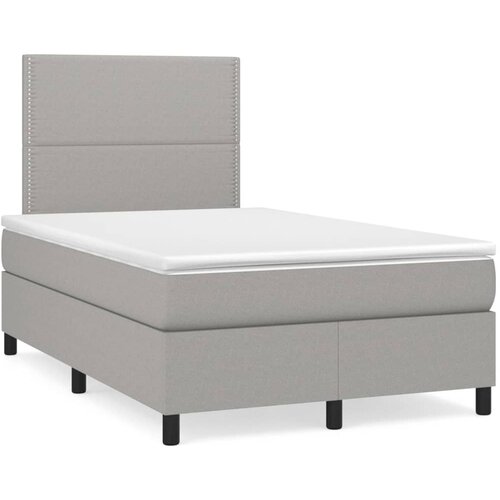 VidaXL Box spring postelja z vzmetnico LED sv. siva 120x190 cm blago Slike