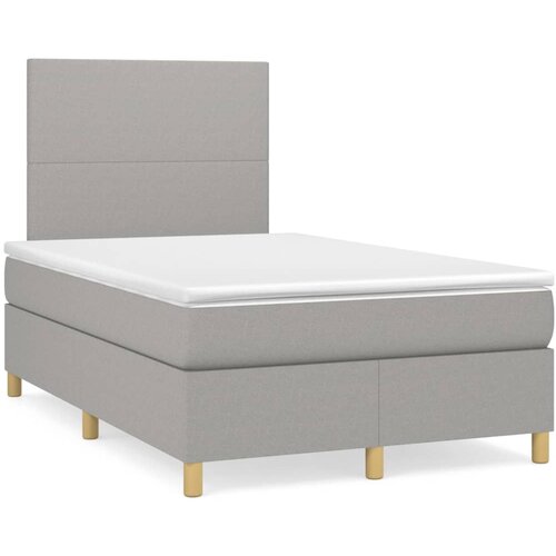 VidaXL Box spring postelja z vzmetnico LED sv. siva 120x190 cm blago Slike