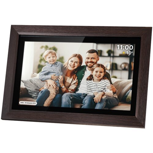 Dodirnite digitalni okvir za fotografije Frameo Wi-Fi zvučnik 15.6 &amp;#039;&amp;#039; Les + App Slike