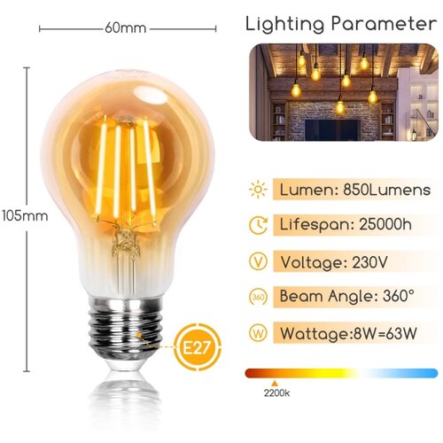 Aigostar led sijalica A60 E27/8W/230V 2200K Slike
