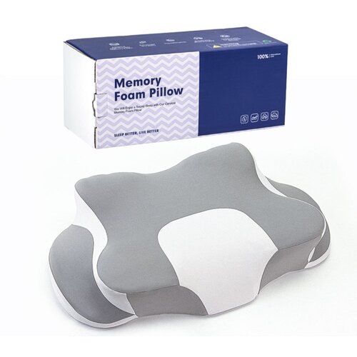 INF Vratni vzglavnik iz spominske pene z ledeno prevleko grey+white, (5000286737) Cene