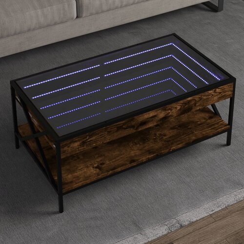 VidaXL Stolić s beskonačnim LED svjetlima boja hrasta 90x50x38 cm Slike