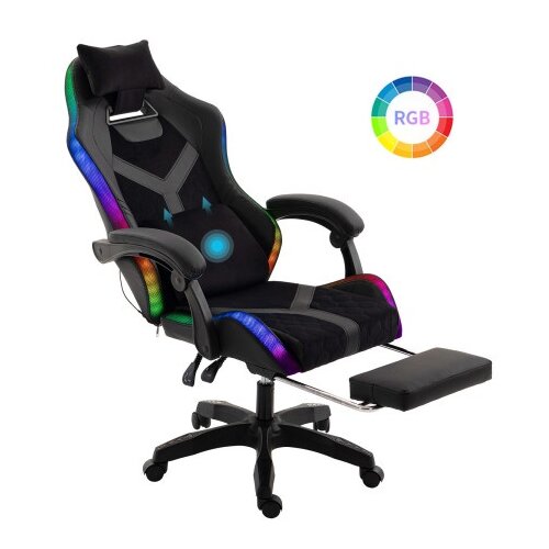 Trick gejmerska stolica sa rgb osvetljenjem i lumbalnim masažerom the magic, materijal &amp;scaron;tof + eko ( THE MAGIC ) Slike