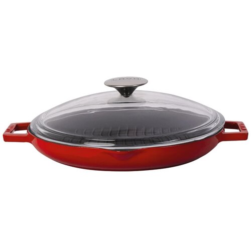 Lava okrugla rebrasta grill tava s integriranim ručkama i staklenim poklopcem Cijene