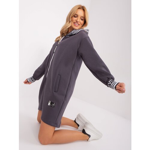 Fashion Hunters Cotton Graphite Zip-Up Sweatshirt Slike