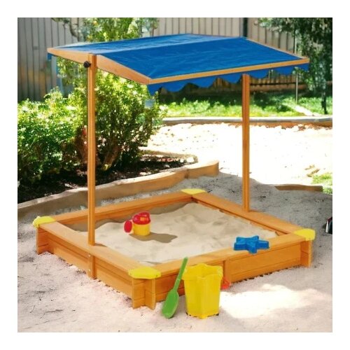 Kinder_Home dečiji drveni peščanik sa podesivim, vodootpornim poklopcem anti-uv 30 ( C088 ) Slike