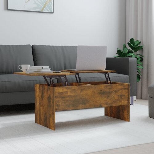 vidaXL Klubska mizica dimljeni hrast 102x50,5x46,5 cm konstruiran les Cene