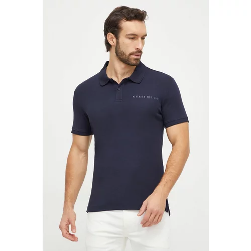 Guess Polo majica za muškarce, boja: tamno plava, bez uzorka