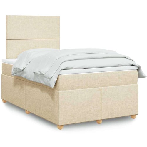 VidaXL Krevet s oprugama i madracem krem 120 x 200 cm od tkanine Slike