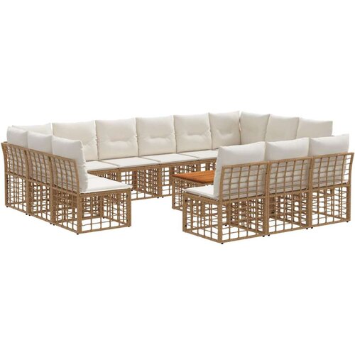  Zunanja garnitura za sedenje 14 pcs Naravna in krem bela, (5000270672) Cene