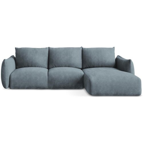 Makamii Plava sklopiva kutna garnitura od &amp;scaron;enila (s desnim kutom/s ležaljkom) Leila &amp;ndash; Slike