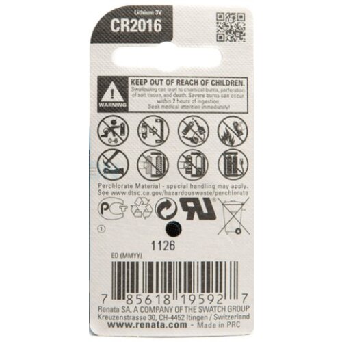 Renata baterija CR 2016 3V Litijum baterija dugme, Pakovanje 1kom Slike