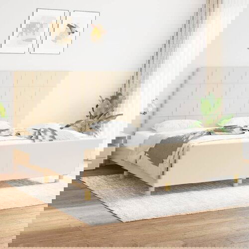 VidaXL Posteljni okvir z vzglavjem krem 180x200 cm blago Slike