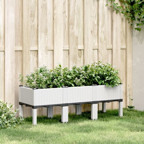 VidaXL Cvetlično korito z nogami belo 120x40x42 cm PP Slike
