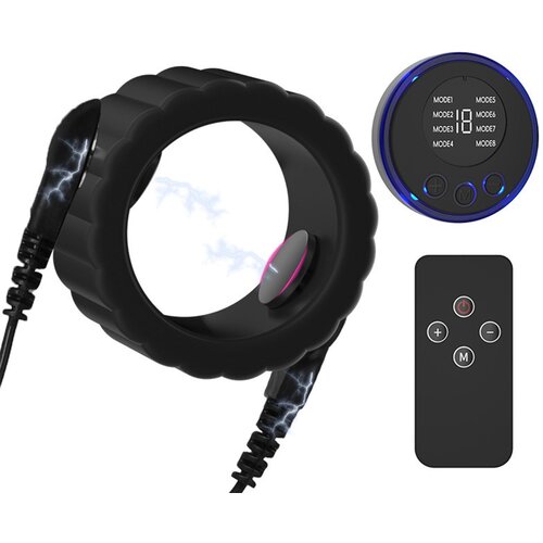 SuperLove E-Stim Silicone Cock Ring Set Black Slike