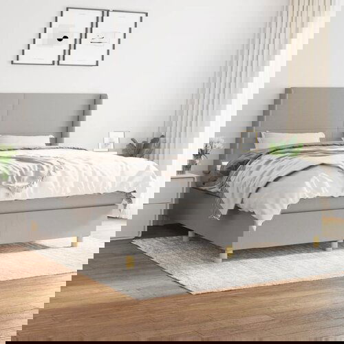 The Living Store Box spring postelja z vzmetnico svetlo siva 180x200 cm blago - Box Spring Postelja, (21520737) Slike