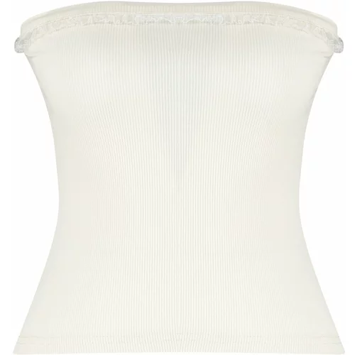 Trendyol Stone Corded Strapless Collar Woven Garnished Fitted Cotton Crop Knitted Blouse