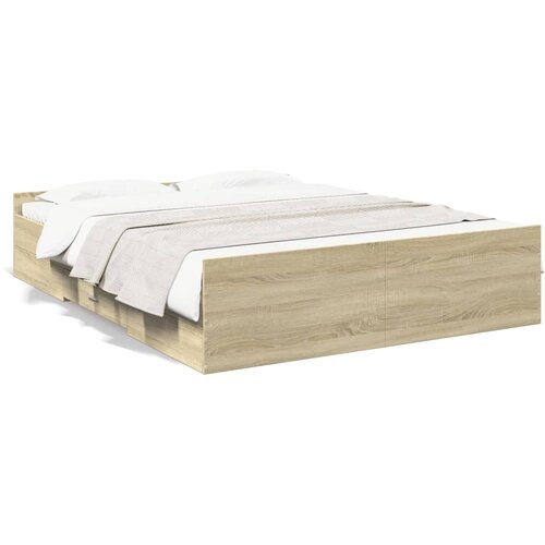 vidaXL Posteljni okvir s predali sonoma hrast 160x200cm inženirski les Cene