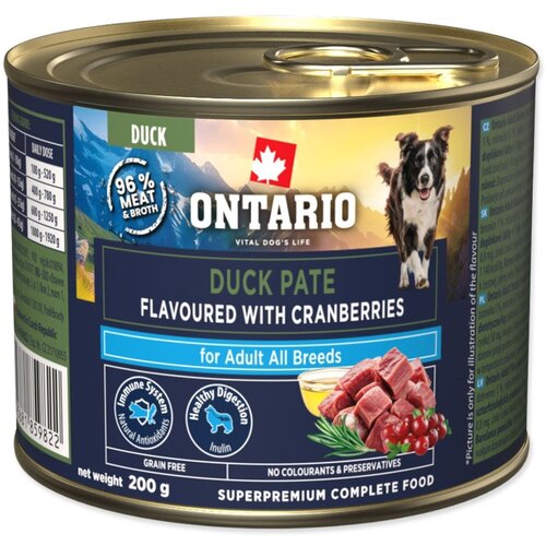 Ontario Dog Adult konzerva, pa&scaron;teta - raca in brusnice 200 g Cene