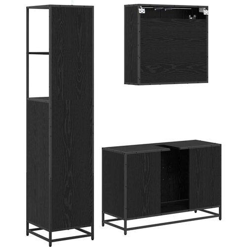 VidaXL set namje&amp;scaron;taja za kupaonicu 3 pcs crni hrast 90 x 33 x 60 cm Slike