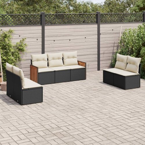  7-dijelni set vrtnih sofa od poliratana s jastucima crni Crna 59 x 62 x 69 cm Cene