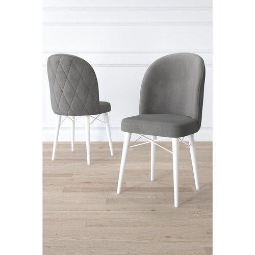 Hanah home set trpezarijskih stolica Bika 8 kom, siva tkanina Babyface, bele drvene noge Cene