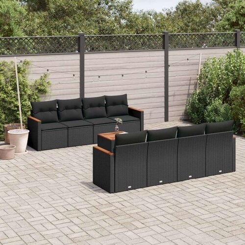  9-dijelni set vrtnih sofa s jastucima crni od poliratana Cijene