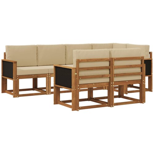 vidaXL Zunanja garnitura za sedenje 7 pcs Naravna in bež Poliester, (5000281271) Cene