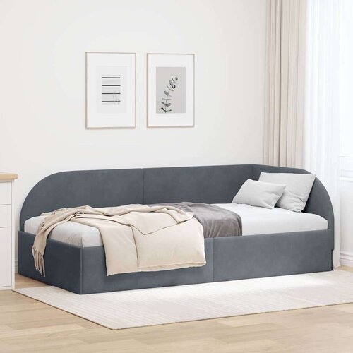 vidaXL Kotna postelja z vzglavjem Temno siva 100 x 200 cm Žamet Cene