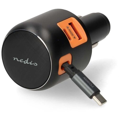 Nedis CCH1C1A60WBK - Auto punjač sa uvlačivim kablom PD 30W 2xUSB-C + 1xUSB-A Slike