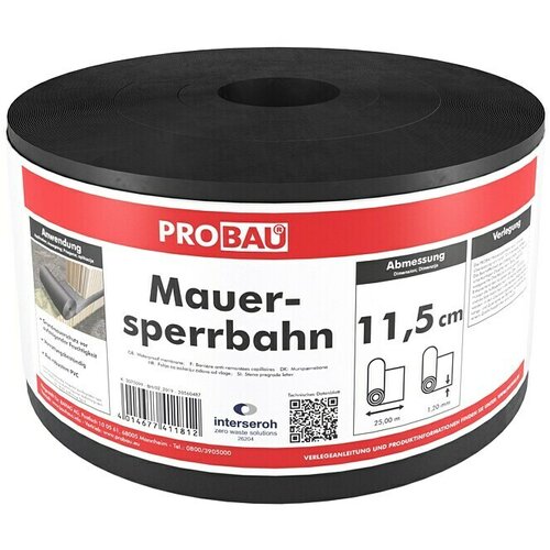 PROBAU Folija za zaštitu zida od vlage (25 m x 11,5 cm x 1,2 mm, PVC) Cijene