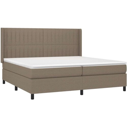 VidaXL Krevet box spring s madracem LED smeđesivi 200x200 cm tkanina Slike