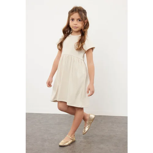 Trendyol Girl's Stone Ruffle Short Sleeve Knitted Dress