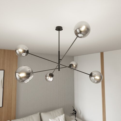  Luster na &amp;scaron;ipci LINEAR 6xE14/10W/230V crna/siva Slike