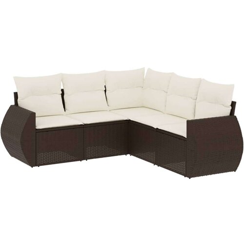 VidaXL 5-dijelni set vrtnih sofa s jastucima poliratan smeđi Slike