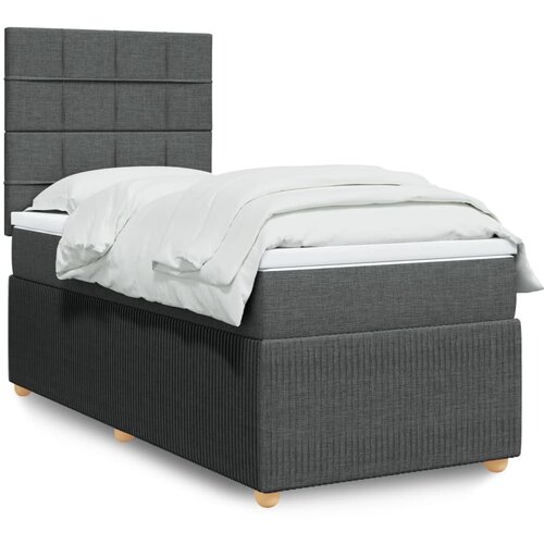 vidaXL Box spring postelja z vzmetnico temno siva 100x200 cm blago Cene