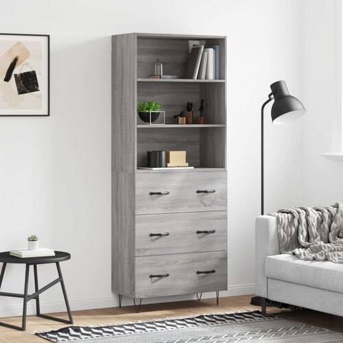vidaXL Visoka komoda siva sonoma 69,5x34x180 cm inženirski les Cene