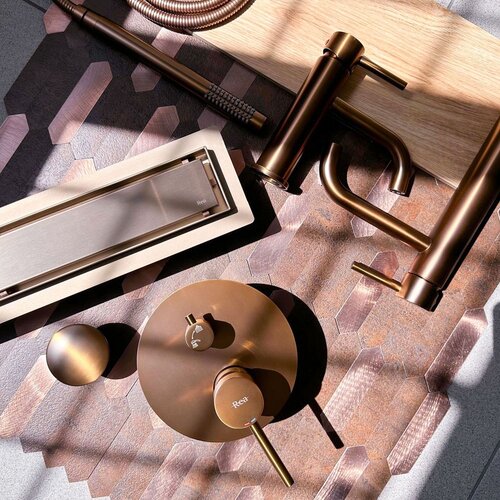 REA Bath Linijski odtok Neox brush copper 50 Slike