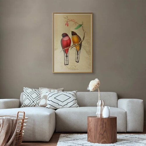  Plakat - Birds on a Branch 60x90 Zlatni okvir Slike