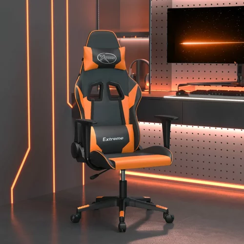  Masažna igraća stolica crno-narančasta od umjetne kože