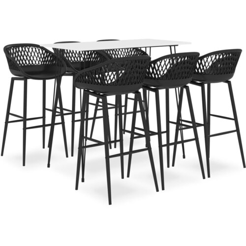 vidaXL Barska garnitura 7-delna bela in črna Cene