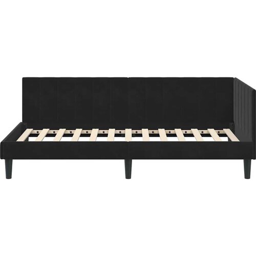 VidaXL Kutni okvir kreveta s uzglavljem Crna 90 x 190 cm Bar&amp;scaron;un Slike