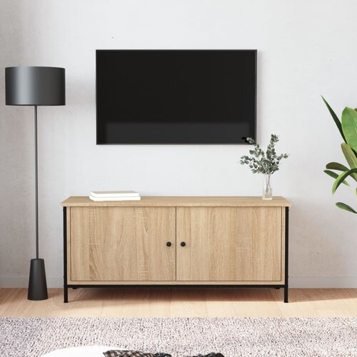 vidaXL TV omarica z vrati sonoma hrast 102x35x45 cm inženirski les Cene