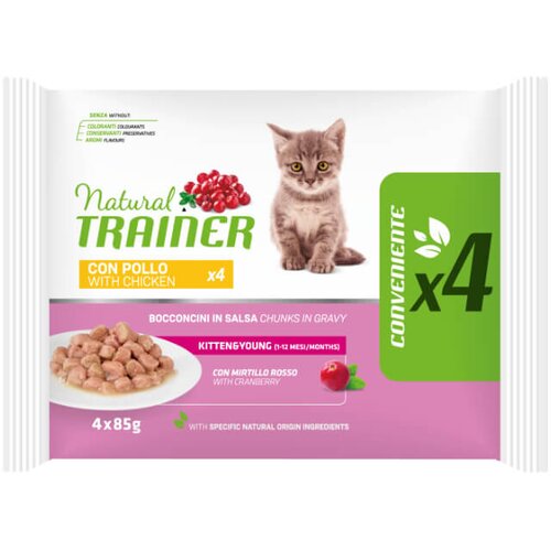 Natural trainer Cat Multipack Kitten&Young, vrečka - pi&scaron;čanec - 4 x 85 g Cene