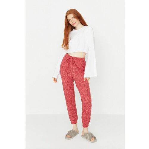 Trendyol Claret Red High Waist Soft Knitted Trousers Slike