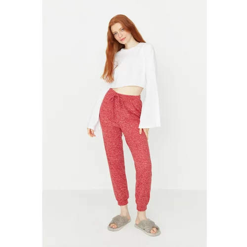 Trendyol Claret Red High Waist Soft Knitted Trousers